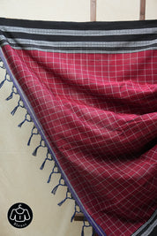 Maroon Cotton Ilkal Saree with Gayatri Border - SRMCIS608