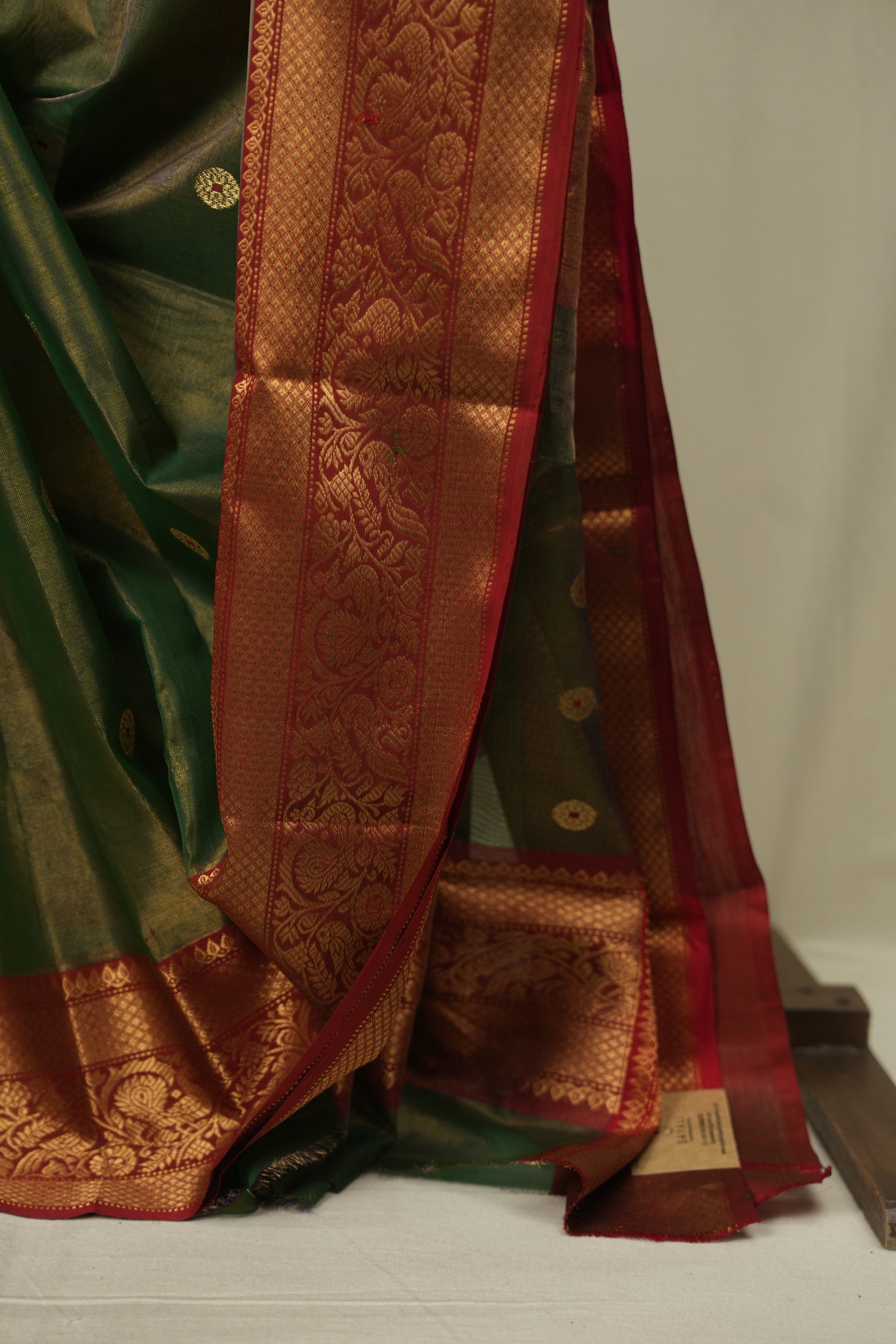 Green Chanderi Tissue Silk Saree - SRGCTS375