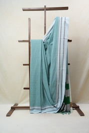 Aqua Blue Cotton Ilkal Saree with Gayatri Border - SRABCIS620