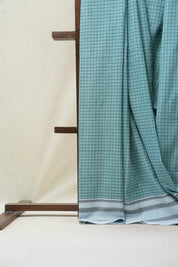 Aqua Blue Cotton Ilkal Saree with Gayatri Border - SRABCIS620