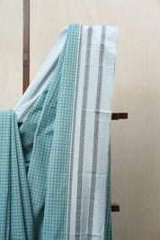 Aqua Blue Cotton Ilkal Saree with Gayatri Border - SRABCIS620