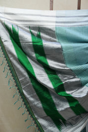 Aqua Blue Cotton Ilkal Saree with Gayatri Border - SRABCIS620