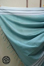 Aqua Blue Cotton Ilkal Saree with Gayatri Border - SRABCIS620