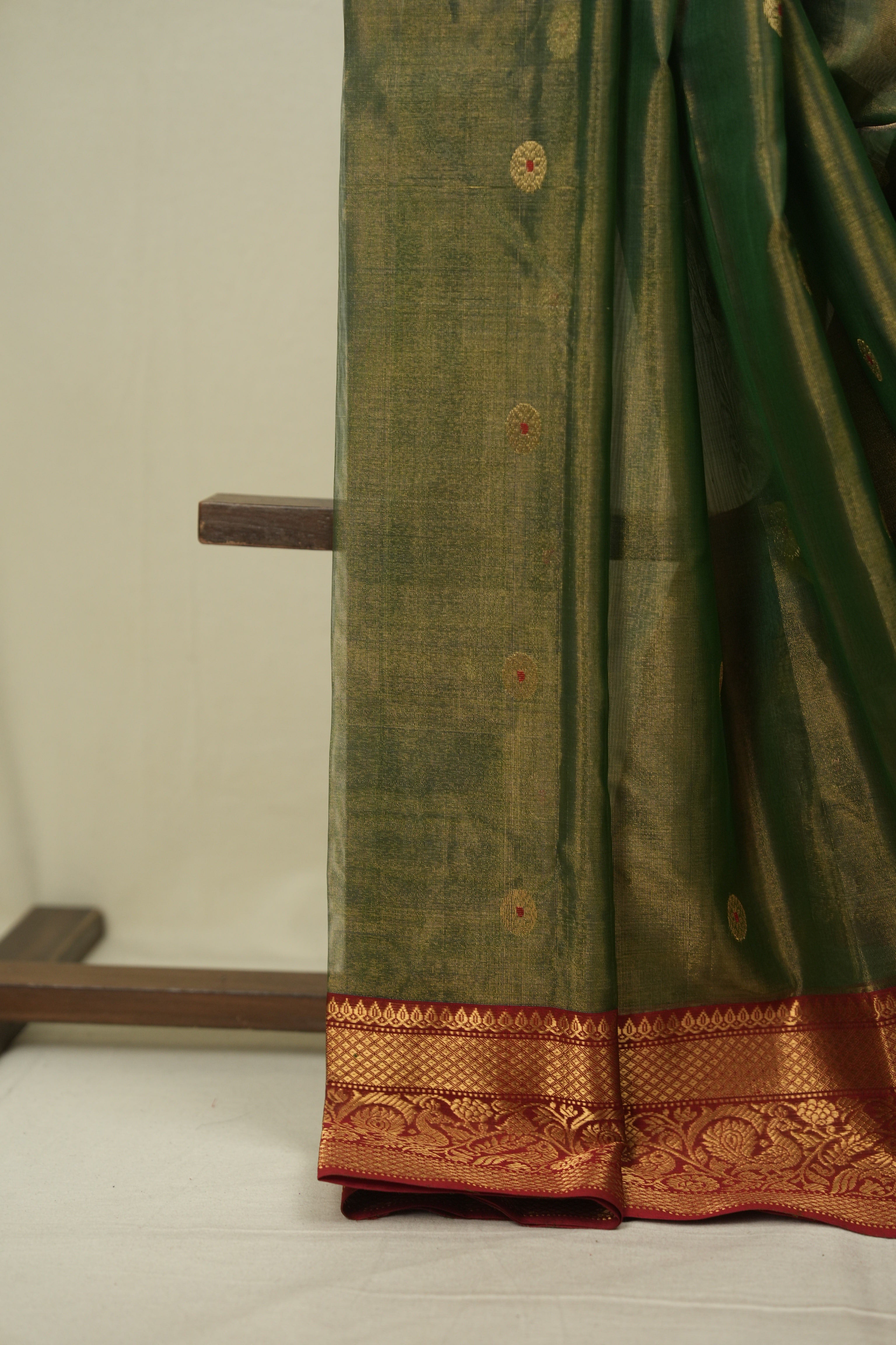 Green Chanderi Tissue Silk Saree - SRGCTS375