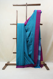 Sky Blue Cotton Ilkal Saree with Plain Border - SRSBCIS622