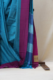 Sky Blue Cotton Ilkal Saree with Plain Border - SRSBCIS622