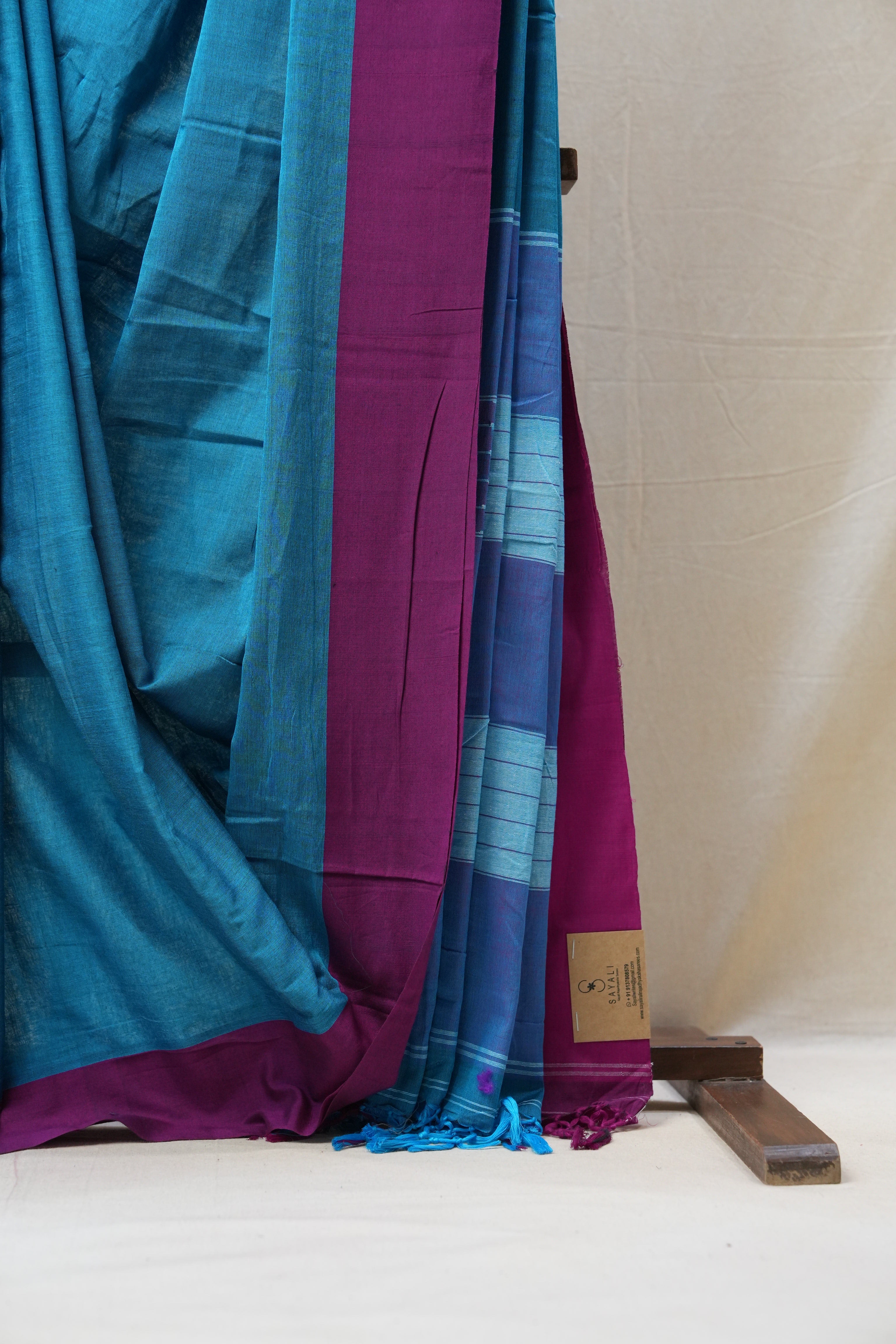 Sky Blue Cotton Ilkal Saree with Plain Border - SRSBCIS622