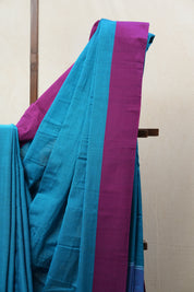 Sky Blue Cotton Ilkal Saree with Plain Border - SRSBCIS622