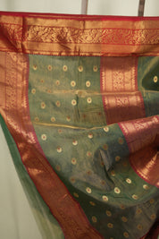 Green Chanderi Tissue Silk Saree - SRGCTS375