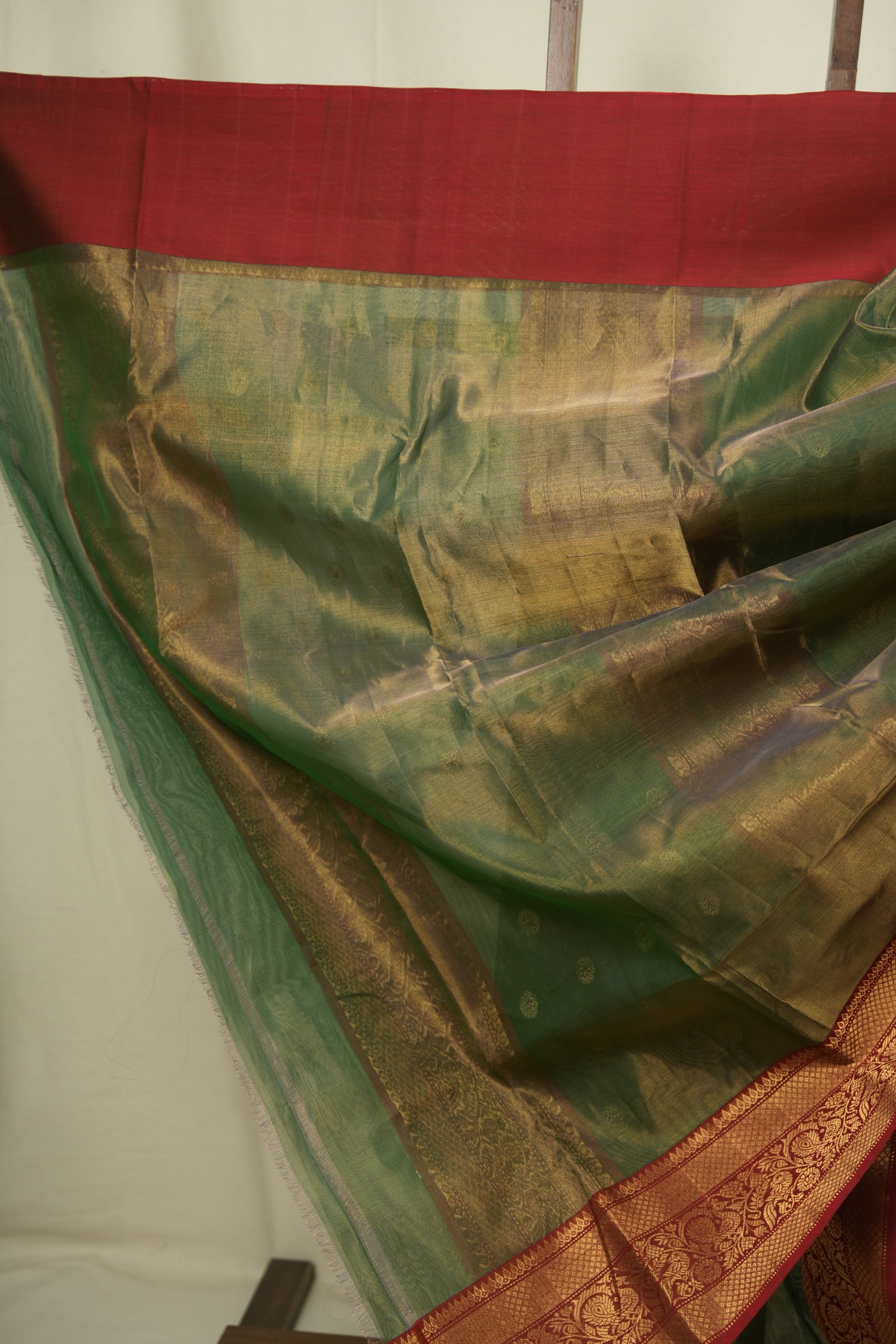 Green Chanderi Tissue Silk Saree - SRGCTS375