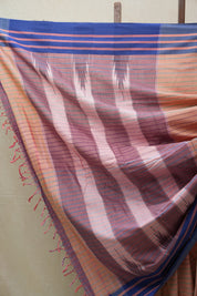 Peach Cotton Ilkal Saree with Stripe Border - SRPCIS626
