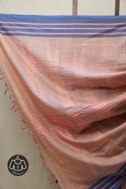 Peach Cotton Ilkal Saree with Stripe Border - SRPCIS626