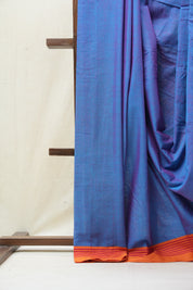 Two Tone Blue Cotton Ilkal Saree with Stripes Border - SRTTBCIS606