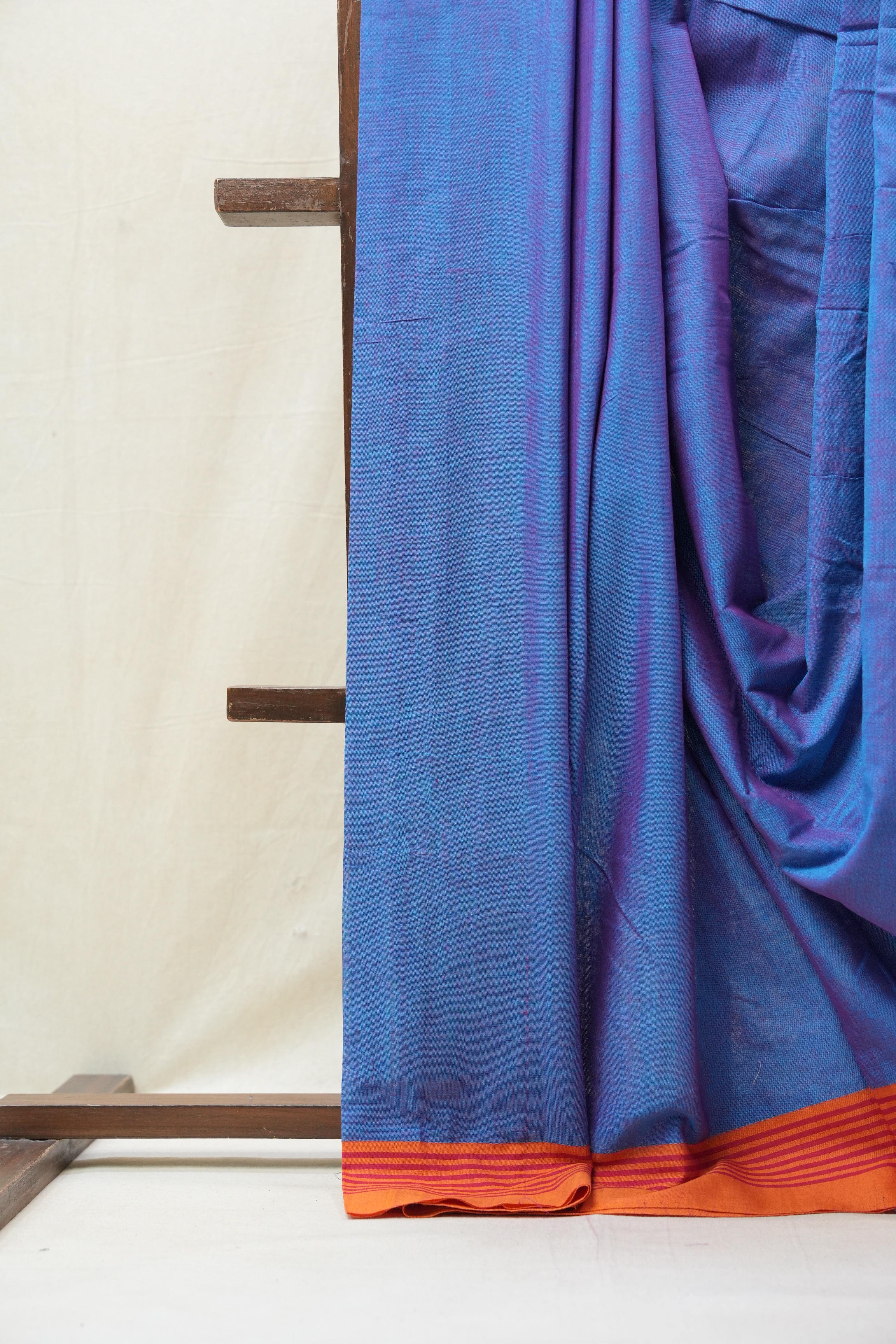 Two Tone Blue Cotton Ilkal Saree with Stripes Border - SRTTBCIS606