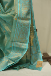 Sea Green Chanderi Tissue Silk Saree - SRSGCTS372