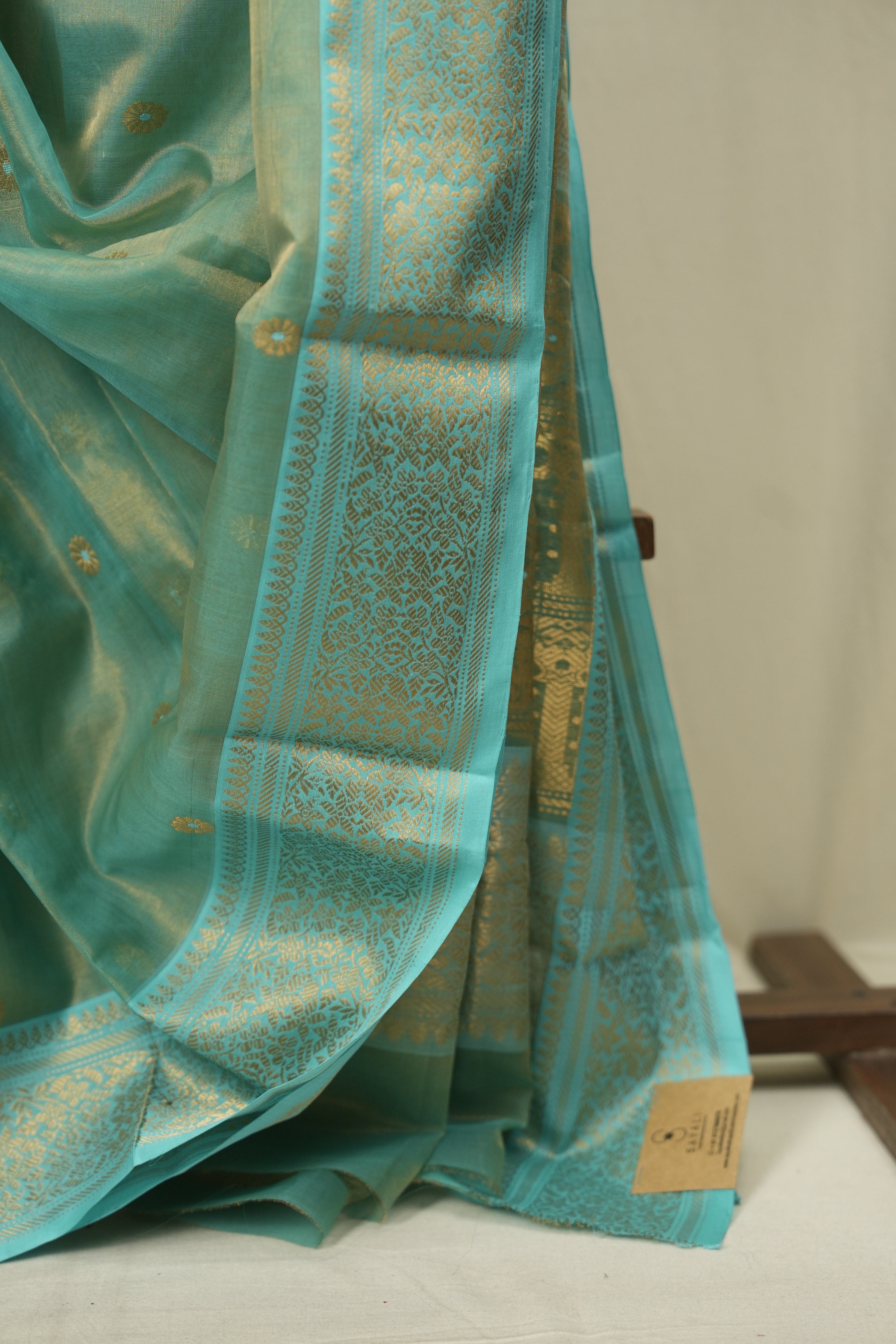Sea Green Chanderi Tissue Silk Saree - SRSGCTS372