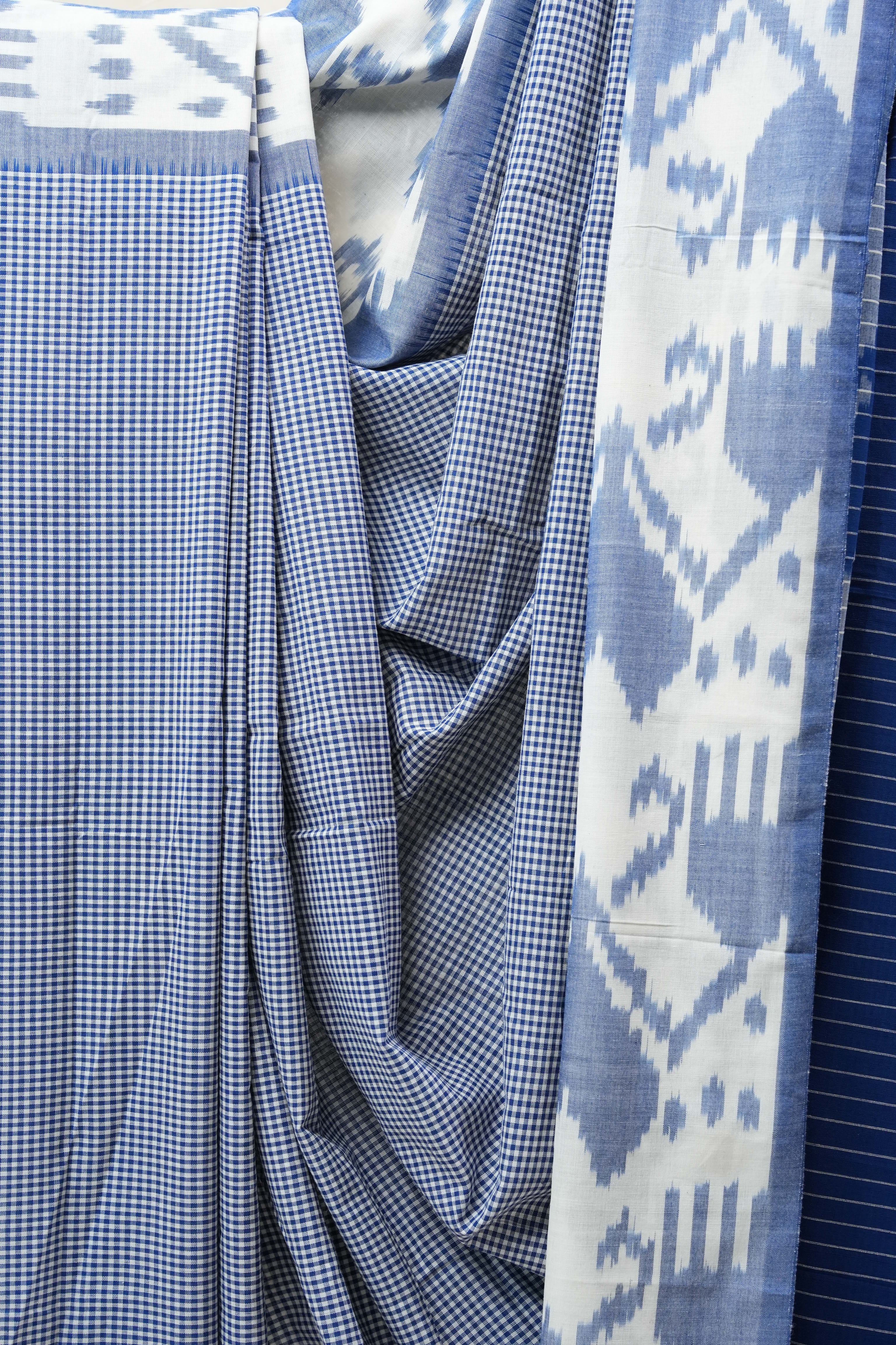 Powder Blue Pochampalli Cotton Ikat Saree - SRPBPCIS517