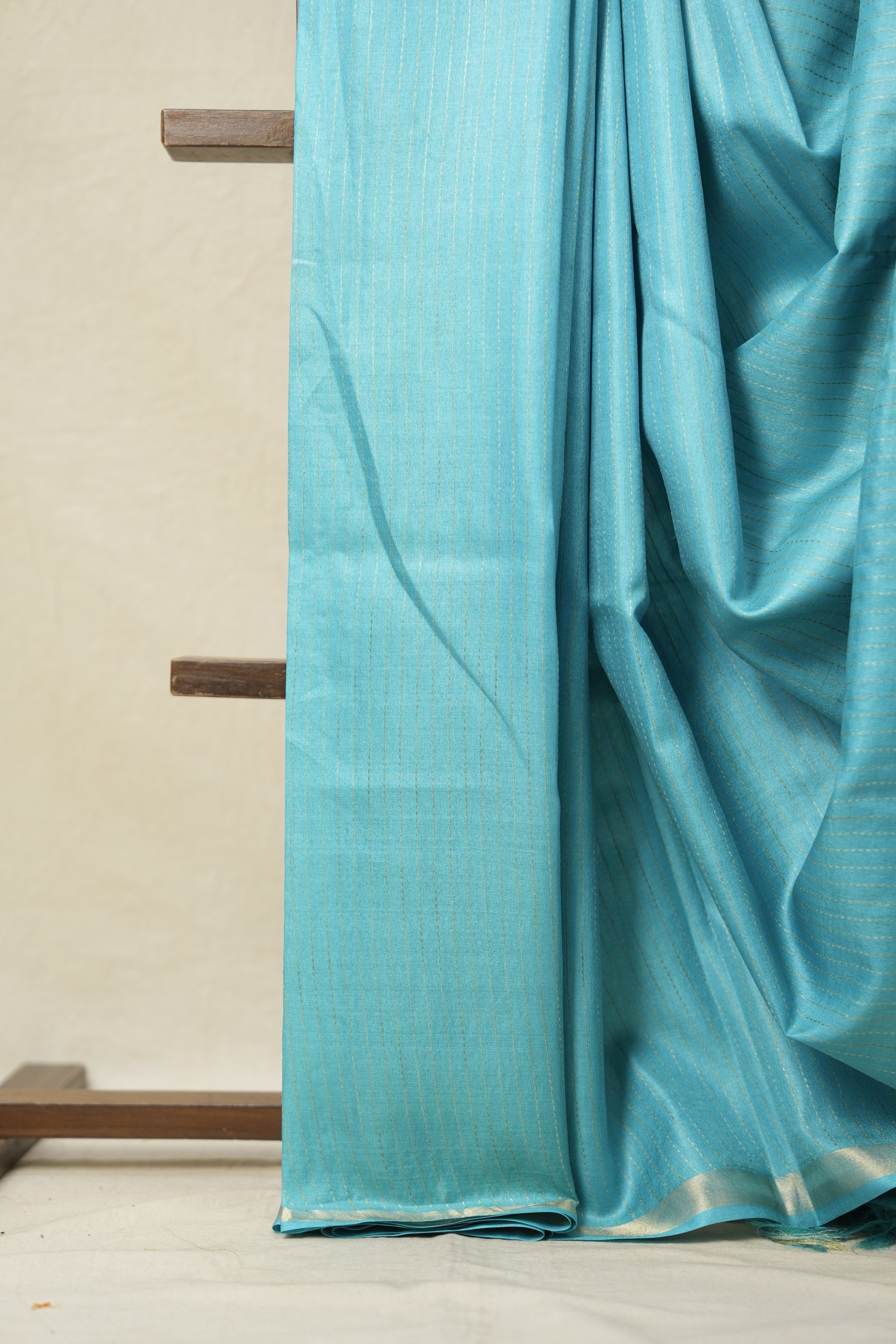 Aqua Tussar Silk Saree - SRATSS1617