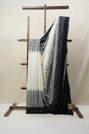Off White Pochampalli Cotton Ikat Saree - SROWPCIS514