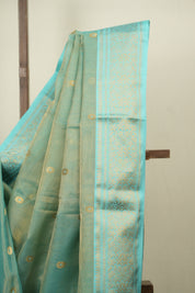 Sea Green Chanderi Tissue Silk Saree - SRSGCTS372