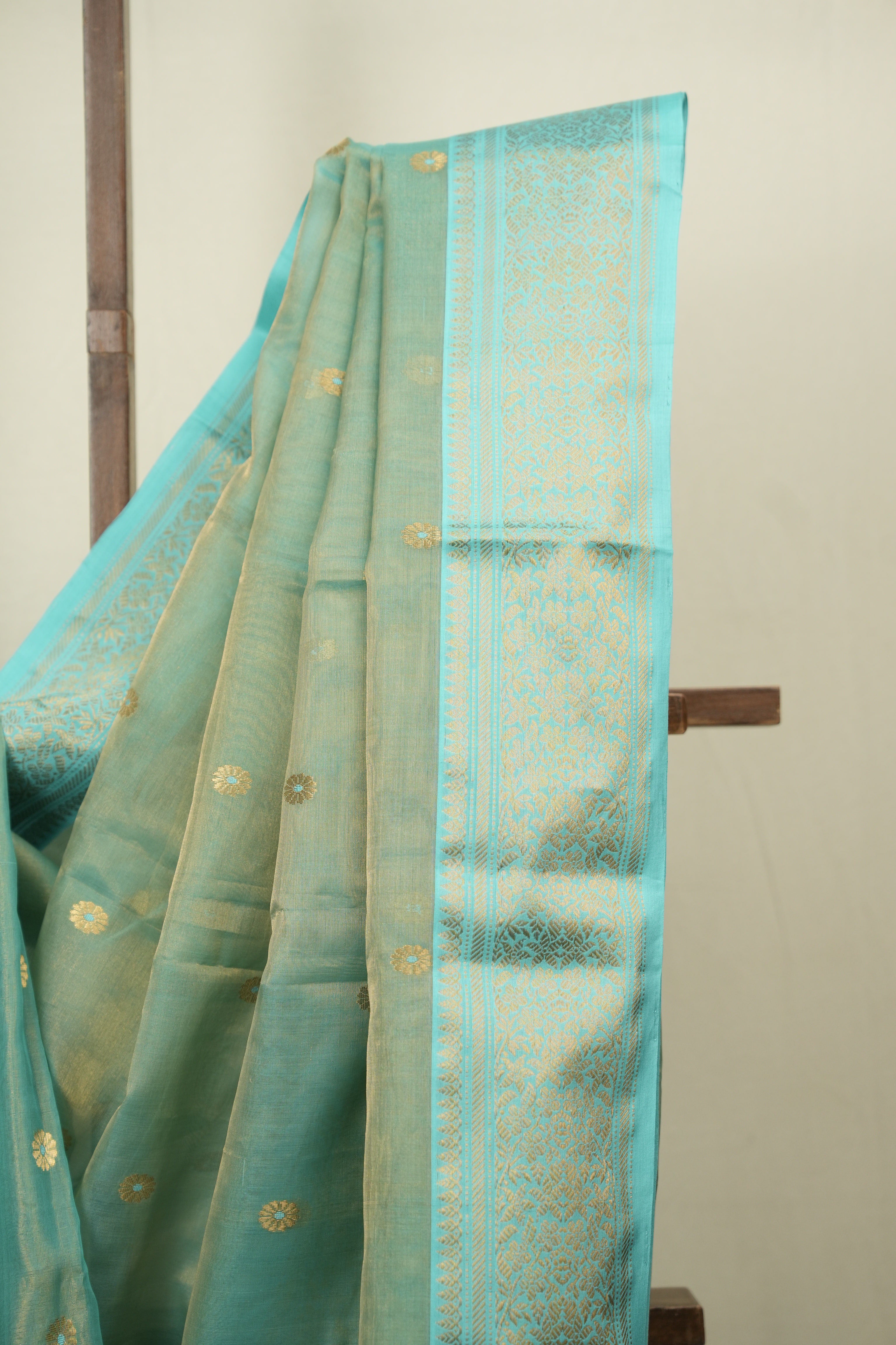 Sea Green Chanderi Tissue Silk Saree - SRSGCTS372