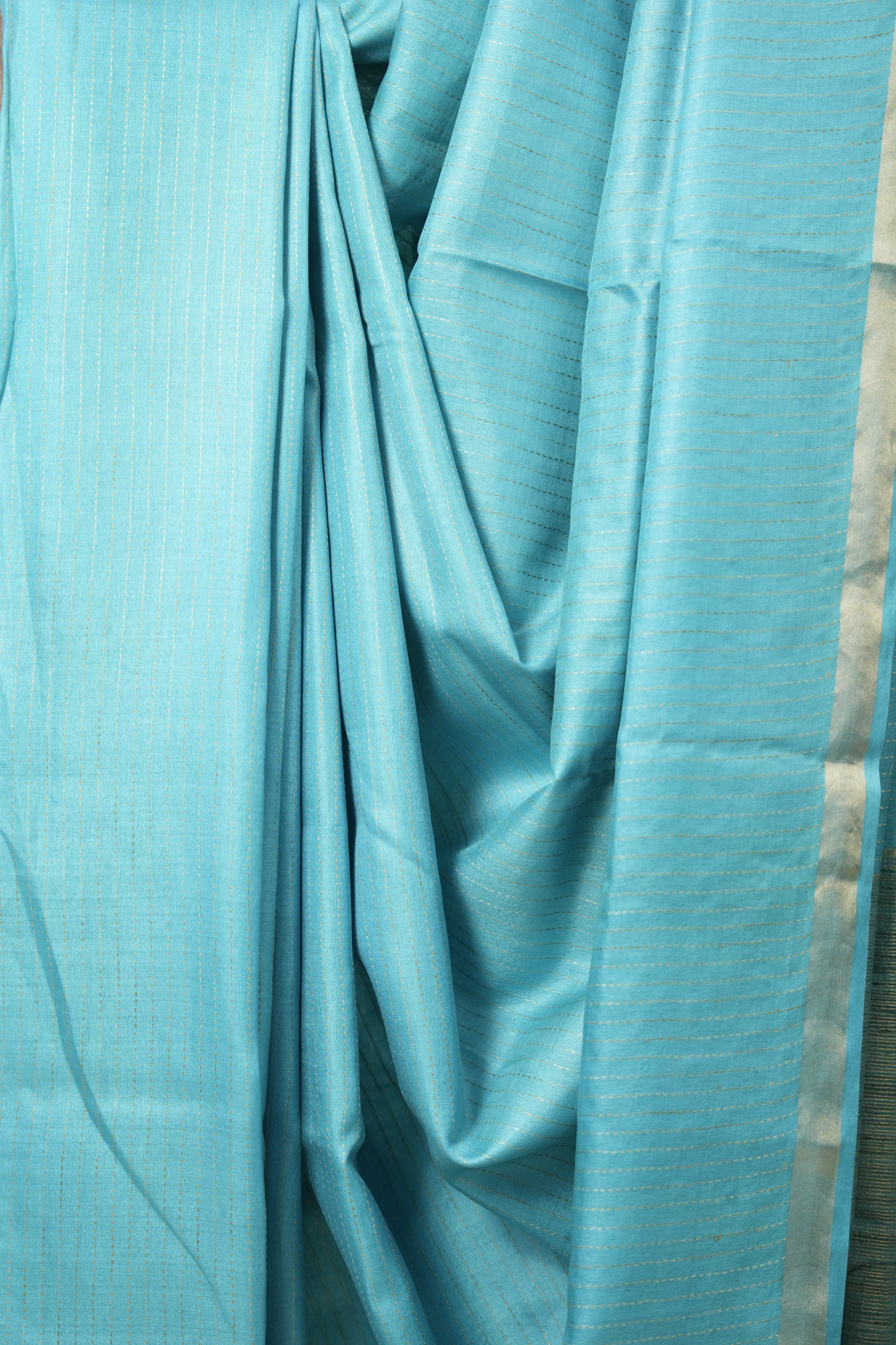 Aqua Tussar Silk Saree - SRATSS1617