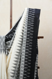 Off White Pochampalli Cotton Ikat Saree - SROWPCIS514