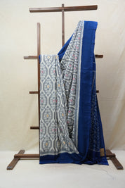 Slate Grey Pochampalli Cotton Ikat Saree - SRSGPCIS512