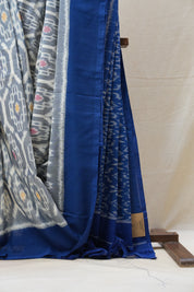 Slate Grey Pochampalli Cotton Ikat Saree - SRSGPCIS512