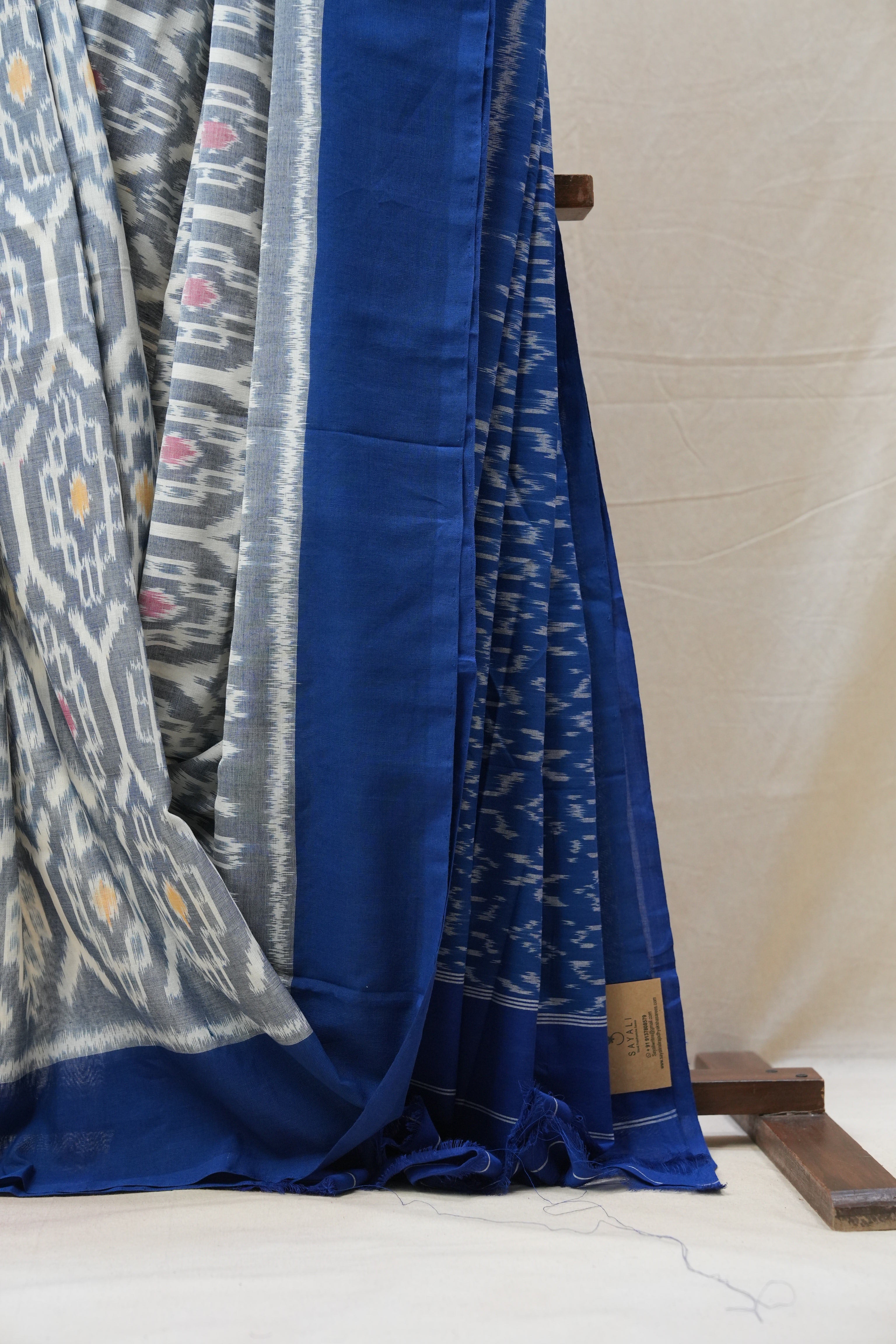 Slate Grey Pochampalli Cotton Ikat Saree - SRSGPCIS512
