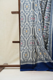 Slate Grey Pochampalli Cotton Ikat Saree - SRSGPCIS512