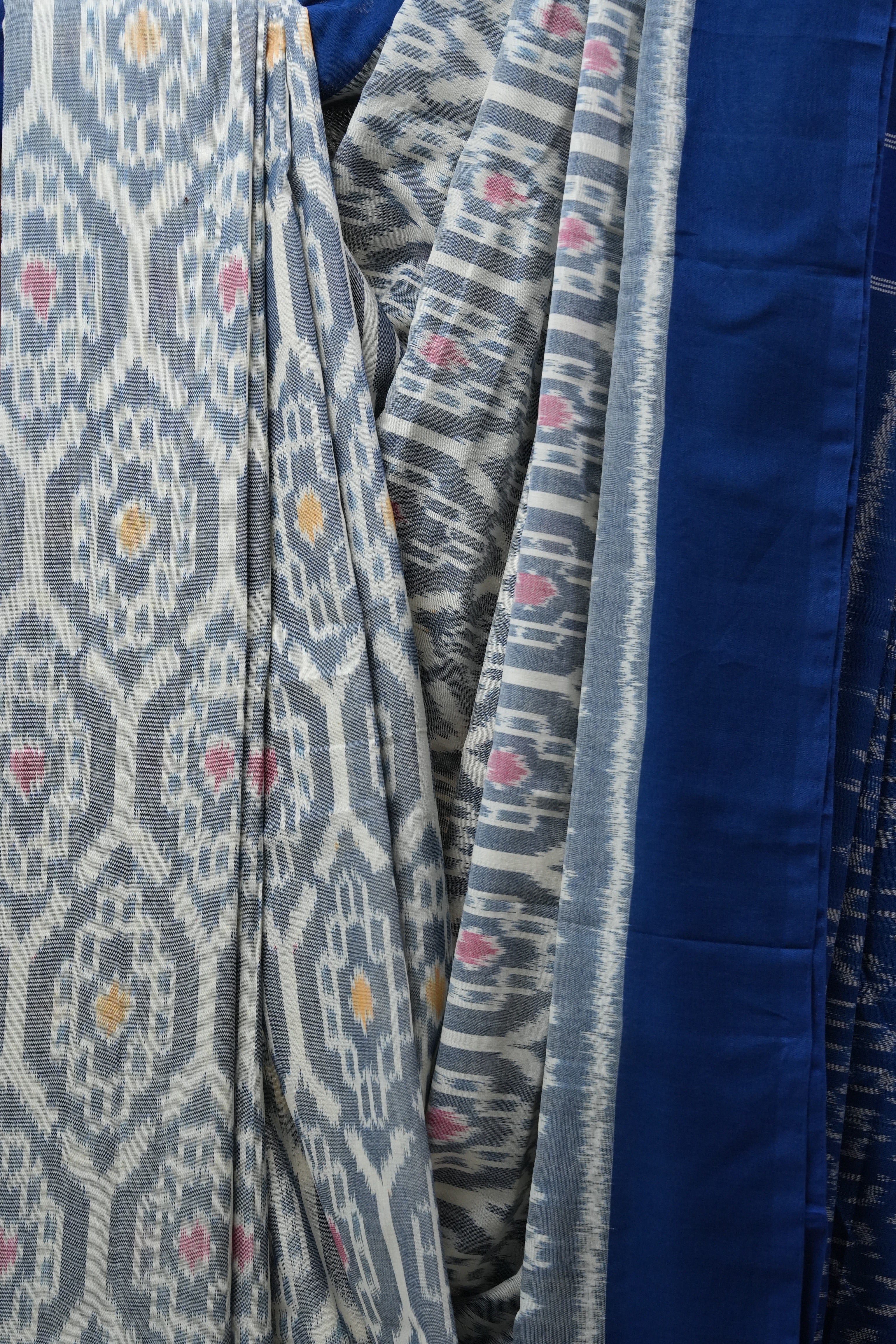 Slate Grey Pochampalli Cotton Ikat Saree - SRSGPCIS512