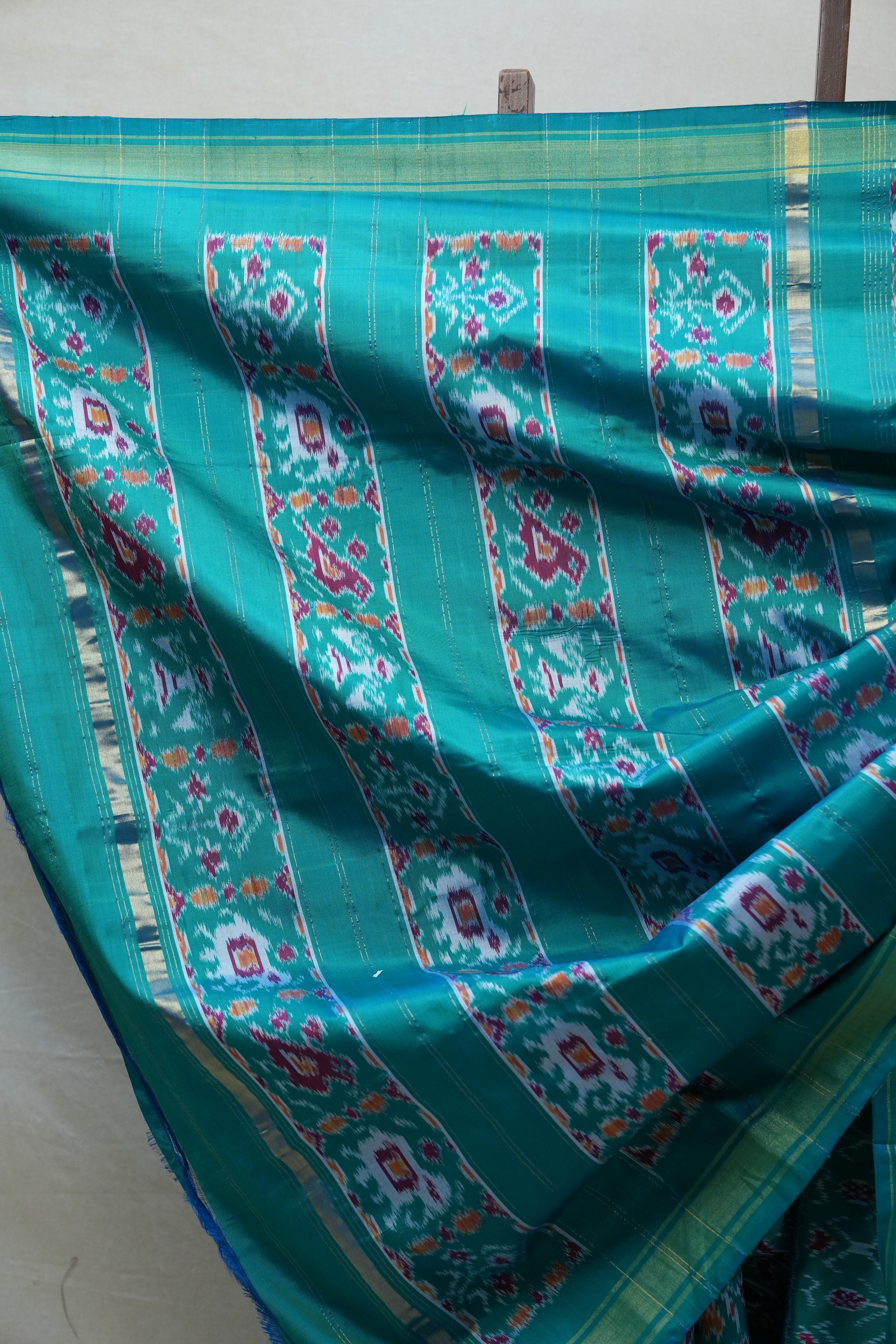 Aqua Green Pochampalli Silk Ikat Saree - SRAGPSIS155