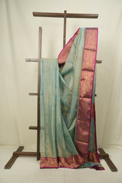 Sea Blue Chanderi Tissue Silk Saree - SRSBCTS379