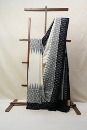 Off White Pochampalli Cotton Ikat Saree - SROWPCIS515