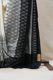 Off White Pochampalli Cotton Ikat Saree - SROWPCIS515