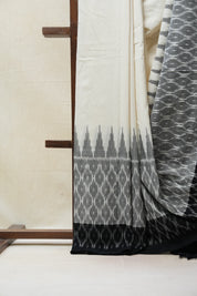 Off White Pochampalli Cotton Ikat Saree - SROWPCIS515