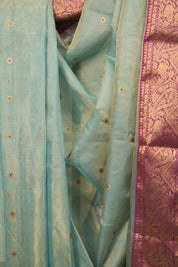 Sea Blue Chanderi Tissue Silk Saree - SRSBCTS379