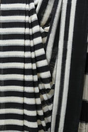 Black-White Pochampalli Cotton Ikat Saree - SRBWPCIS486