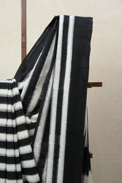Black-White Pochampalli Cotton Ikat Saree - SRBWPCIS486