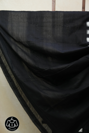 Black-White Pochampalli Cotton Ikat Saree - SRBWPCIS486