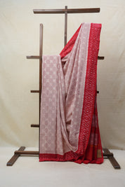 Light Red Pochampalli Cotton Ikat Saree - SRLRPCIS487