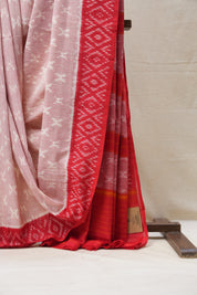 Light Red Pochampalli Cotton Ikat Saree - SRLRPCIS487