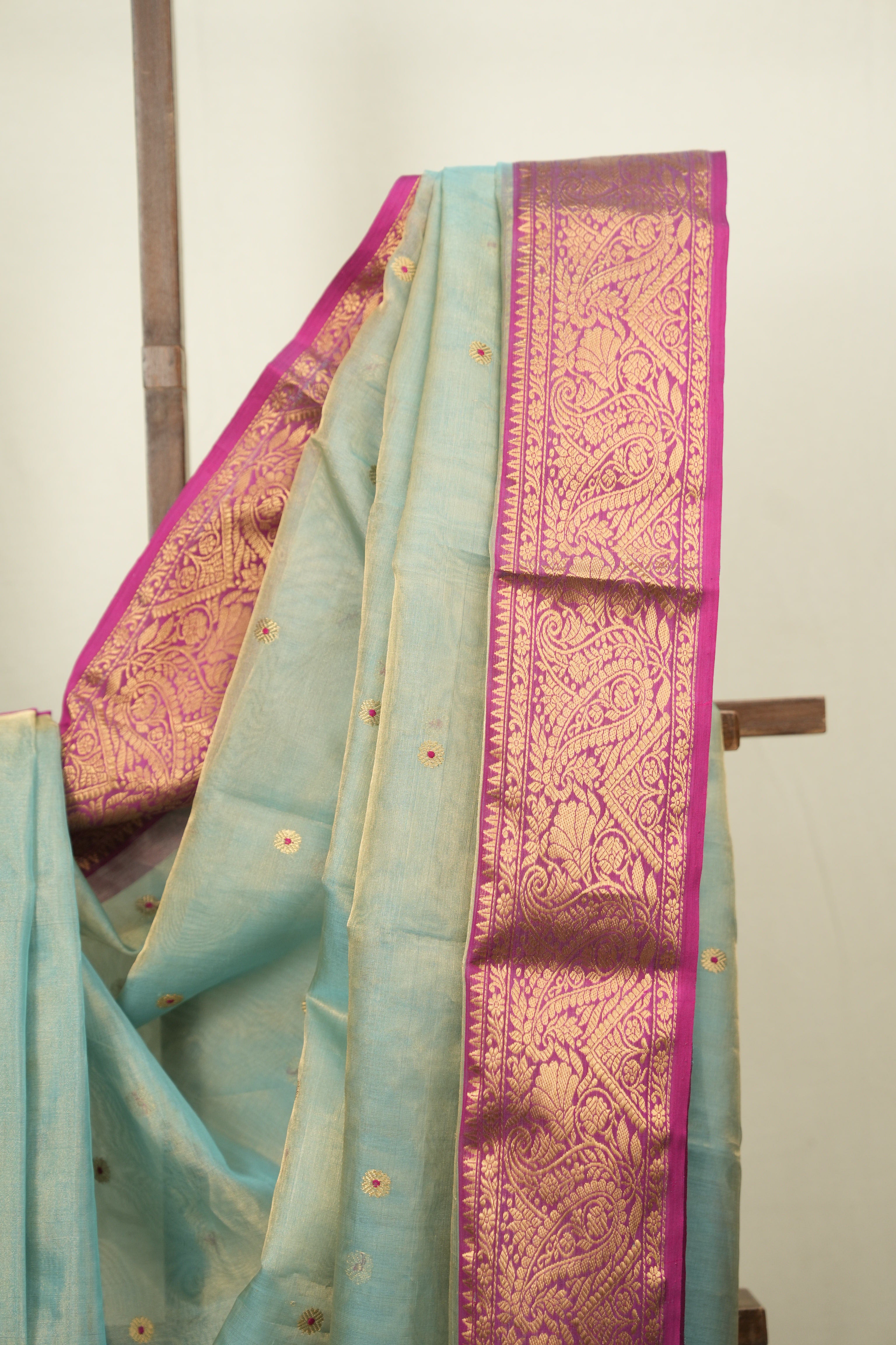 Sea Blue Chanderi Tissue Silk Saree - SRSBCTS379
