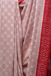 Light Red Pochampalli Cotton Ikat Saree - SRLRPCIS487