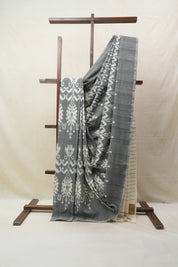 Grey Pochampalli Cotton Ikat Saree - SRGPCIS483