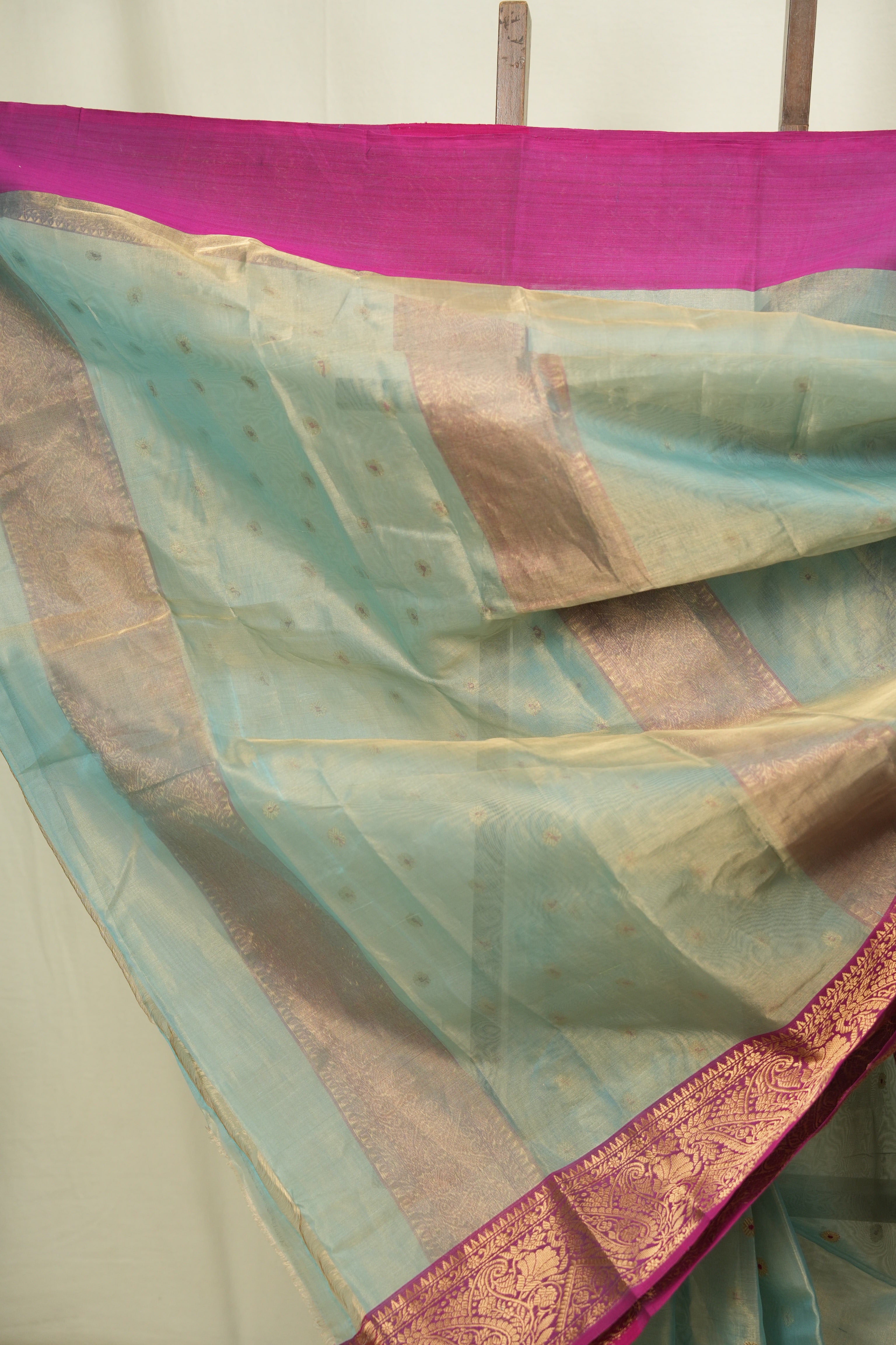 Sea Blue Chanderi Tissue Silk Saree - SRSBCTS379
