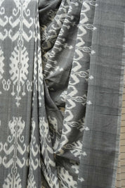 Grey Pochampalli Cotton Ikat Saree - SRGPCIS483