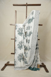 White HBP Cotton Saree - SRWCS2902