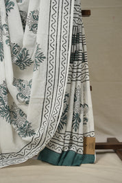 White HBP Cotton Saree - SRWCS2902